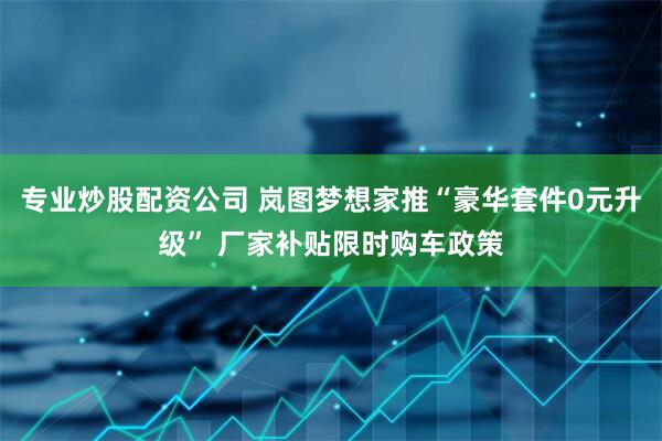 专业炒股配资公司 岚图梦想家推“豪华套件0元升级” 厂家补贴限时购车政策