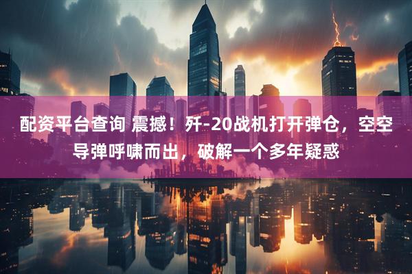 配资平台查询 震撼！歼-20战机打开弹仓，空空导弹呼啸而出，破解一个多年疑惑